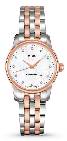 Mido Baroncelli III Automatic Mother of Pearl White Dial Two Tone Steel Strap Watch For Women - M7600.9.69.1 Buy Now By Mido