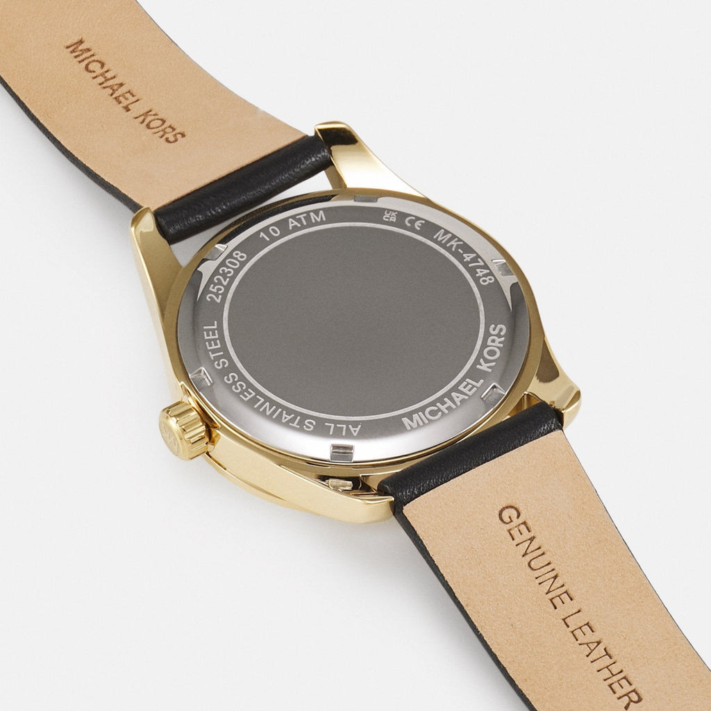 Michael Kors Lexington Black Dial Black Leather Strap Watch For Women - MK4748 Buy Now By Michael Kors