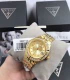 Guess Dazzling Diamonds Gold Dial Gold Steel Strap Watch for Women - W85110L1 Buy Now By Guess