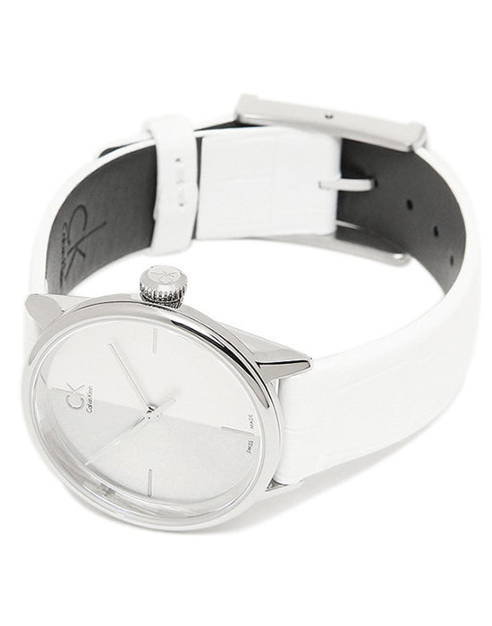 Calvin Klein Accent White Dial White Leather Strap Watch for Women - K2Y2Y1K6 Buy Now By Calvin Klein