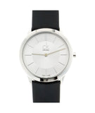 Calvin Klein Minimal Silver Dial Black Leather Strap Watch for Women - K3M221C6 Buy Now By Calvin Klein