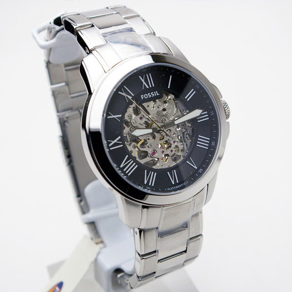 Fossil Grant Automatic Skeleton Black Dial Silver Steel Strap Watch for Men - ME3103 Buy Now By Fossil