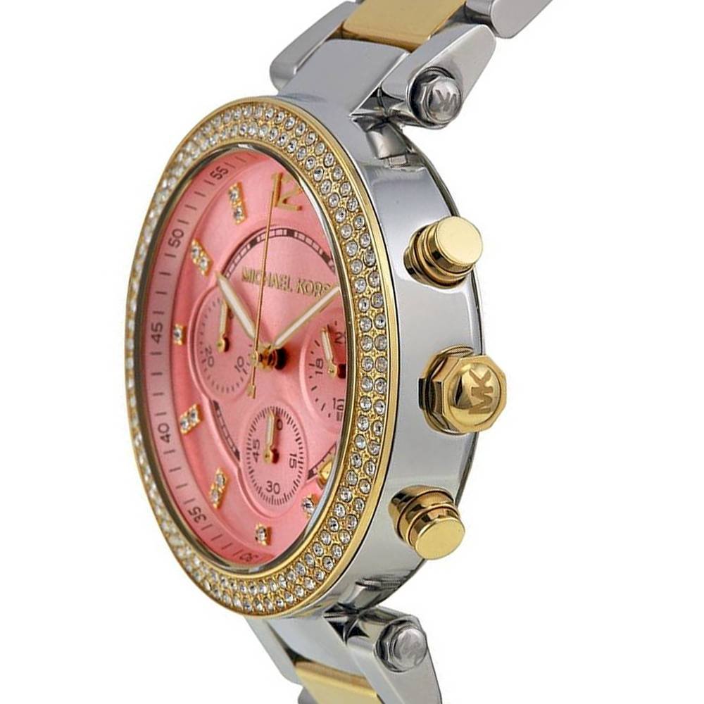 Michael Kors Parker Pink Dial Two Tone Steel Strap Watch for Women - MK6140 Buy Now By Michael Kors