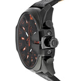 Diesel Mega Chief Chronograph Black Dial Black Leather Strap Watch For Men - DZ4291 Buy Now By Diesel