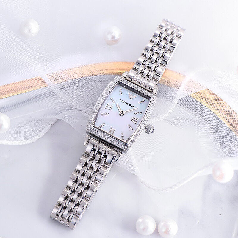 Emporio Armani Gianni T-Bar Quartz White Dial Silver Steel Strap Watch For Women - AR11405 Buy Now By Emporio Armani