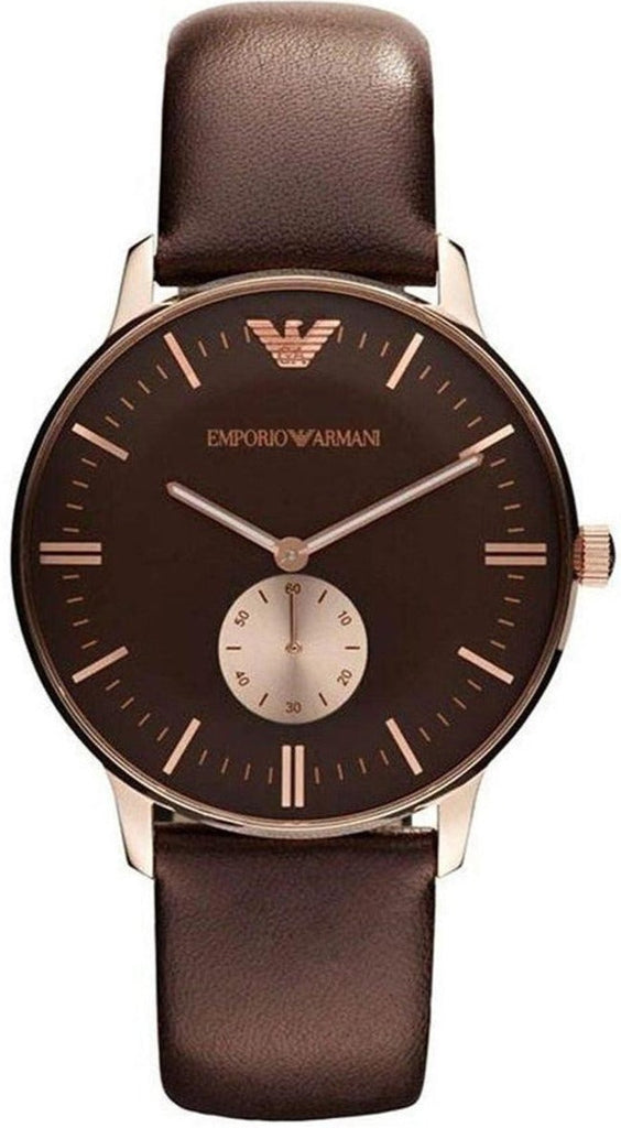 Emporio Armani Classic Brown Dial Brown Leather Strap Watch For Men - AR0383 Buy Now By Emporio Armani