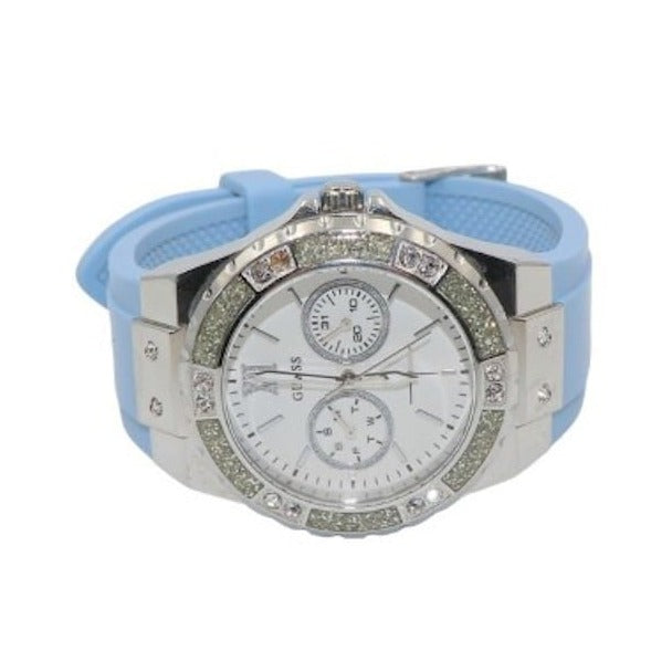 Guess Limelight Crystals White Dial Blue Rubber Strap Watch for Women - W1053L5 Buy Now By Guess