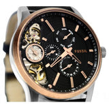 Fossil Twist Multi-Function Chronograph Black Dial Black Leather Strap Watch for Men - ME1099 Buy Now By Fossil