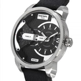 Diesel Mini Daddy Black Silver Dial Black Leather Strap Watch For Men - DZ7307 Buy Now By Diesel