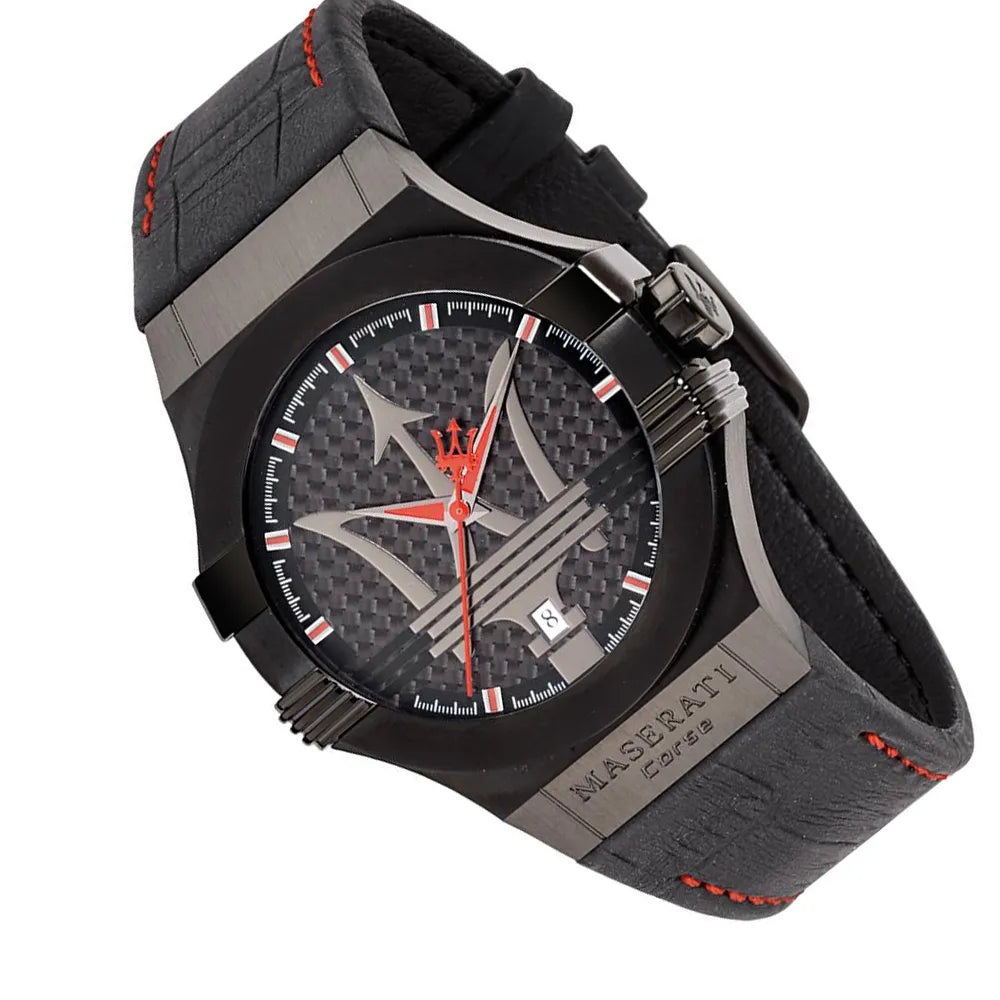 Maserati Potenza 3H STR Black Dial 42mm Leather Strap Watch For Men - R8851108010 Buy Now By Maserati