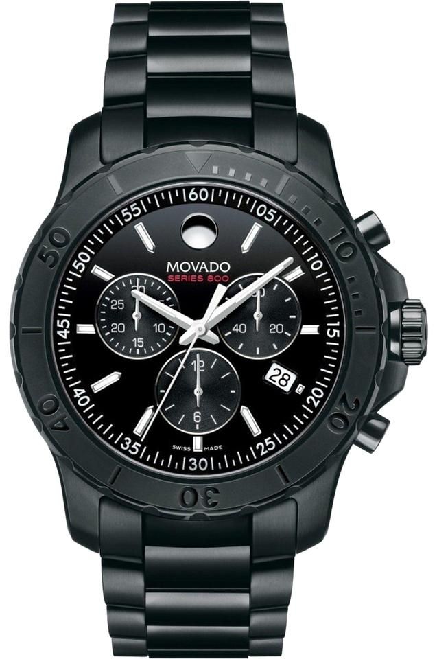Movado Series 800 Chronograph Black Dial Black Steel Strap Watch For Men - 2600119 Buy Now By Movado
