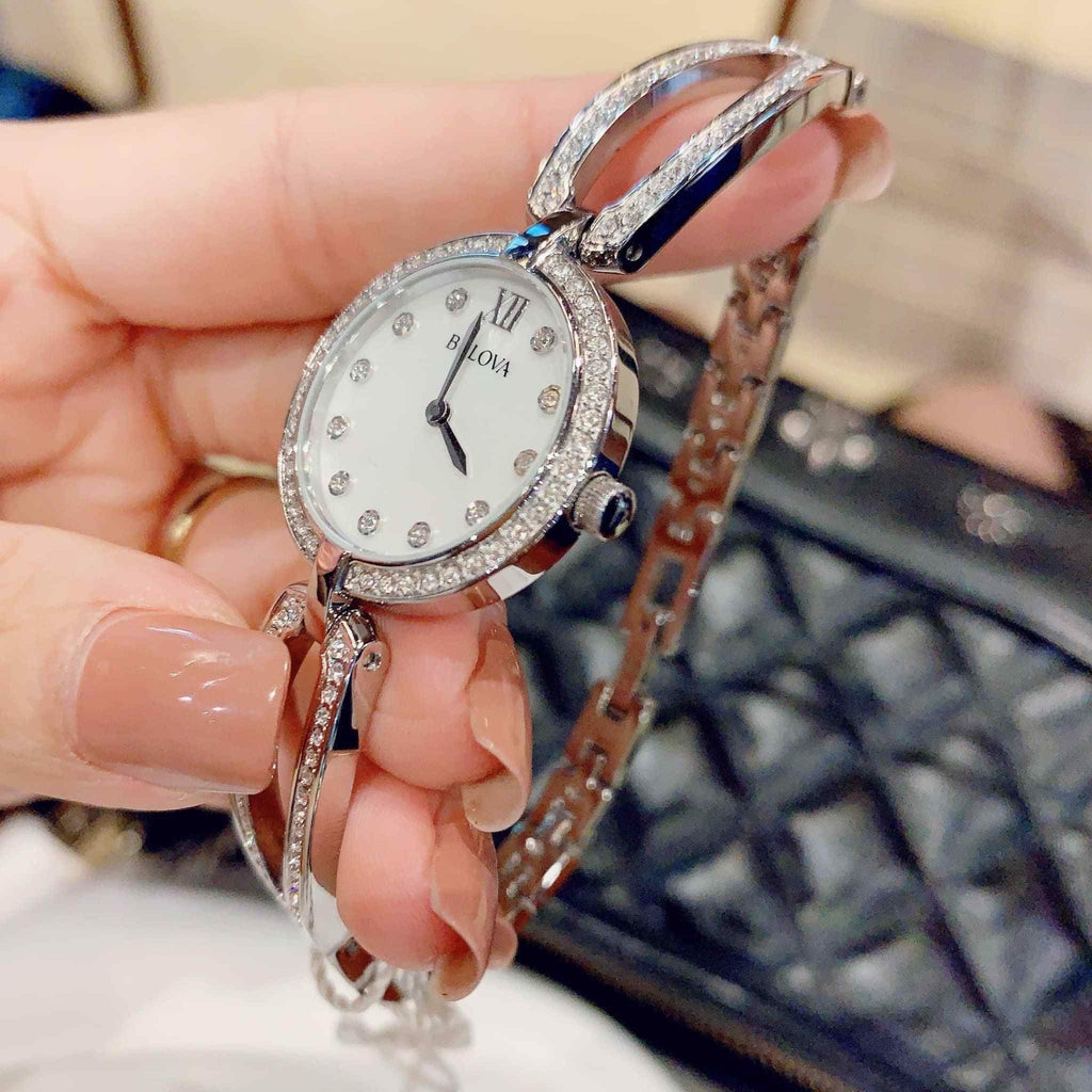 Bulova Crystal Collection Mother of Pearl Dial Silver Steel Strap Watch for Women - 96L223 Buy Now By Bulova