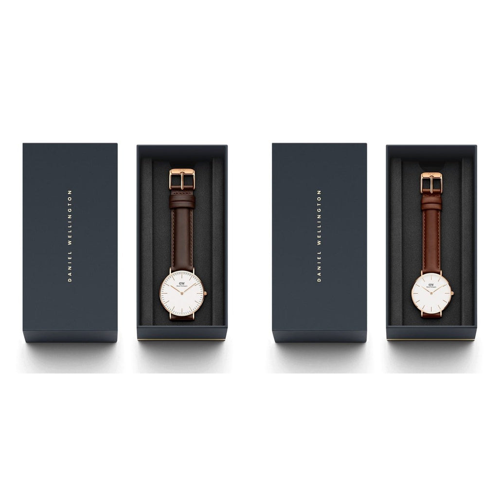 Daniel Wellington Classic Bristol White Dial Brown Leather Strap Watch For Women - DW00100039 Buy Now By Daniel Wellington