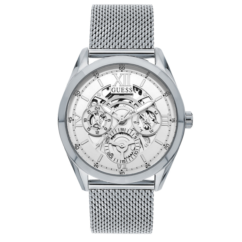 Guess Tailor Multifunction Silver Dial Silver Mesh Bracelet Watch for Men - GW0368G1 Buy Now By Guess