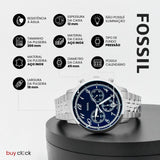 Fossil Neutra Chronograph Blue Dial Silver Steel Strap Watch for Men - FS6025 Buy Now By Fossil