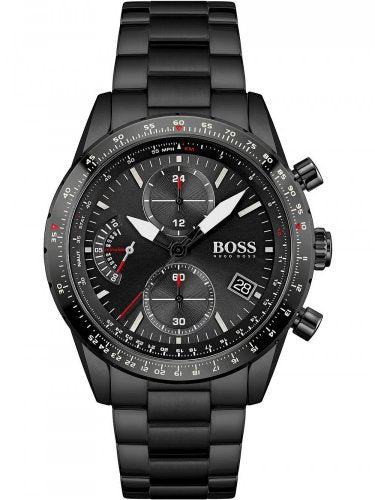 Hugo Boss Pilot Edition Chronograph Black Dial Black Steel Strap Watch for Men - 1513854 Buy Now By Hugo Boss