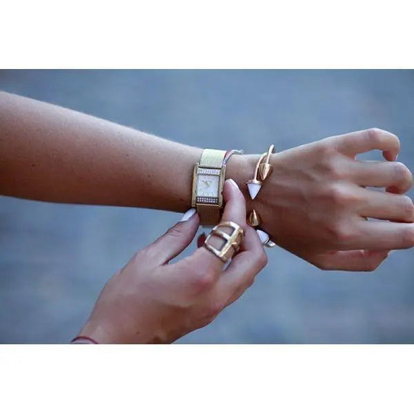 Guess Nouveau Diamonds Gold Dial Gold Mesh Bracelet Watch for Women - W0127L2 Buy Now By Guess