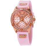 Guess Frontier Diamonds Rose Gold Dial Pink Rubber Strap Watch For Women - W1160L5 Buy Now By Guess