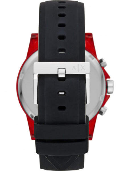 Armani Exchange Outerbanks Chronograph Black Dial Black Silicone Strap Watch For Men - AX1338 Buy Now By Armani Exchange