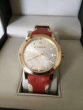 Burberry The City Gold Dial Orange Leather Strap Watch for Women - BU9017 Buy Now By Burberry