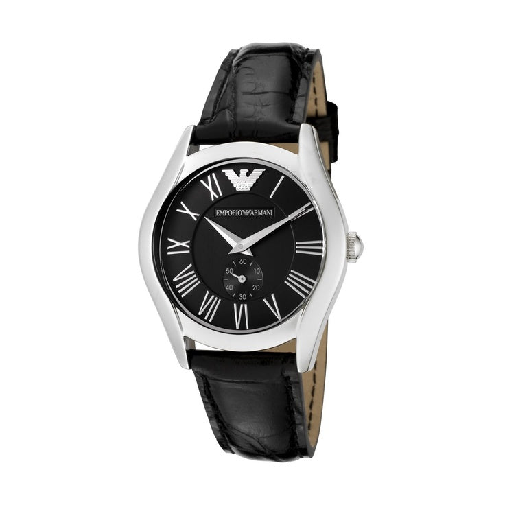 Emporio Armani Velente Black Dial Black Leather Strap Watch For Women - AR0644 Buy Now By Emporio Armani