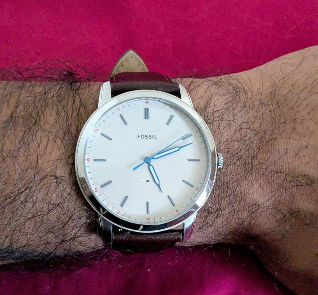 Fossil Minimalist Off White Dial Brown Leather Strap Watch for Men - FS5306 Buy Now By Fossil