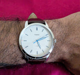 Fossil Minimalist Off White Dial Brown Leather Strap Watch for Men - FS5306 Buy Now By Fossil
