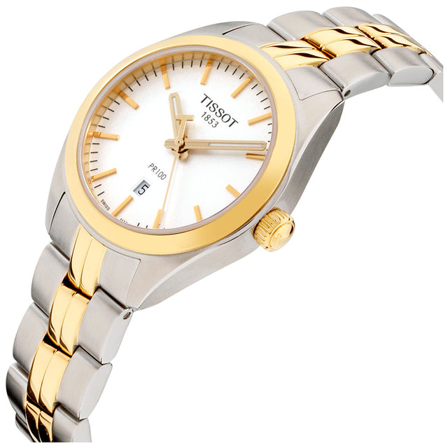 Tissot T Classic PR 100 Sport Chic White Dial Two Tone Steel Strap Watch For Women - T101.210.22.031.00 Buy Now By Tissot