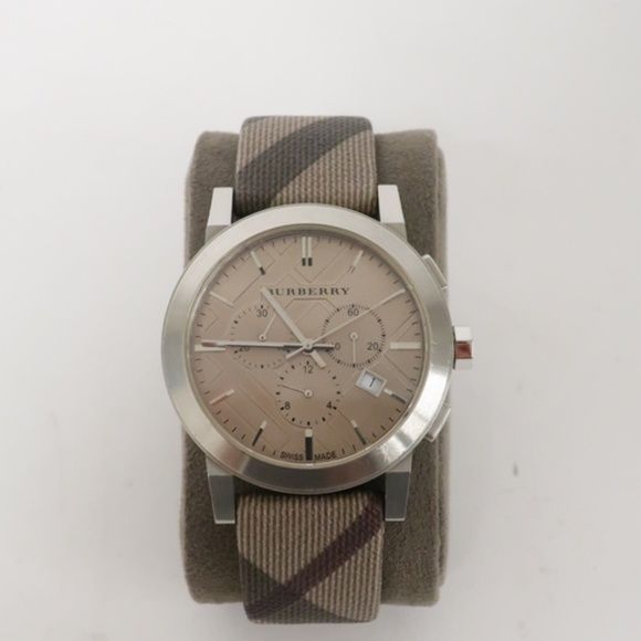 Burberry The City Smoke Dial Checked Brown Leather Strap Watch for Men - BU9358 Buy Now By Burberry