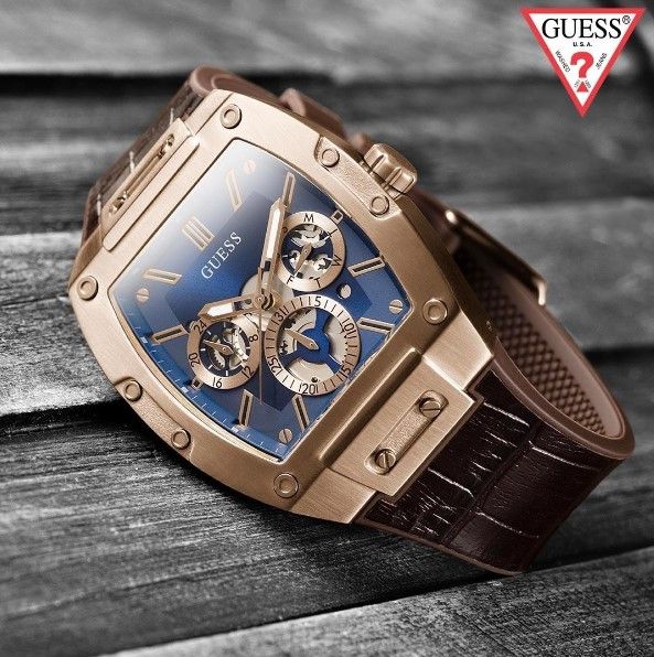 Guess Phoenix Multifunction Blue Dial Brown Leather Strap Watch for Men - GW0202G2 Buy Now By Guess