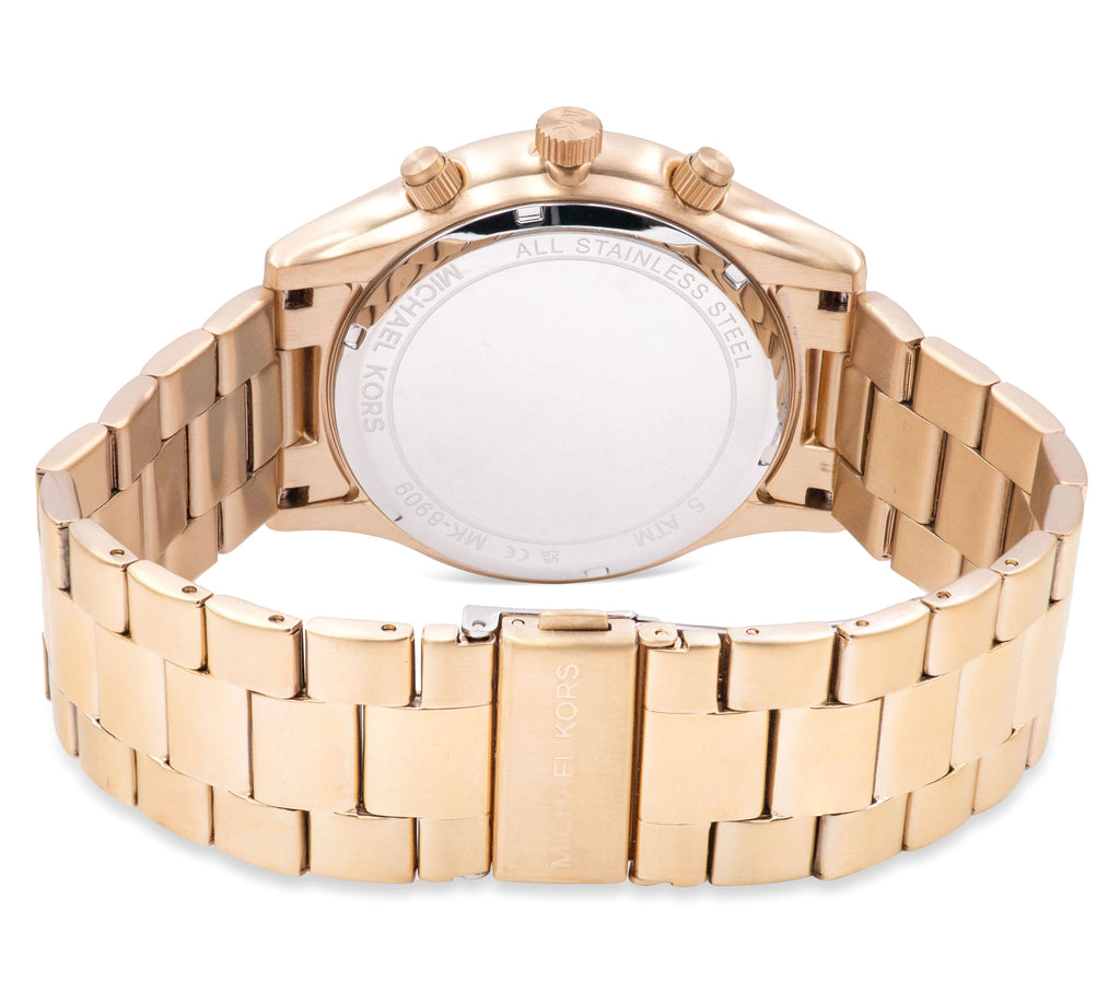 Michael Kors Slim Runway Chronograph Gold Dial Gold Steel Strap Watch For Men - MK8909 Buy Now By Michael Kors