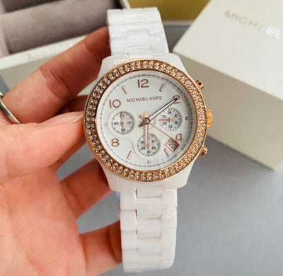 Michael Kors Ceramic White Dial White Steel Strap Watch for Women - MK5269 Buy Now By Michael Kors