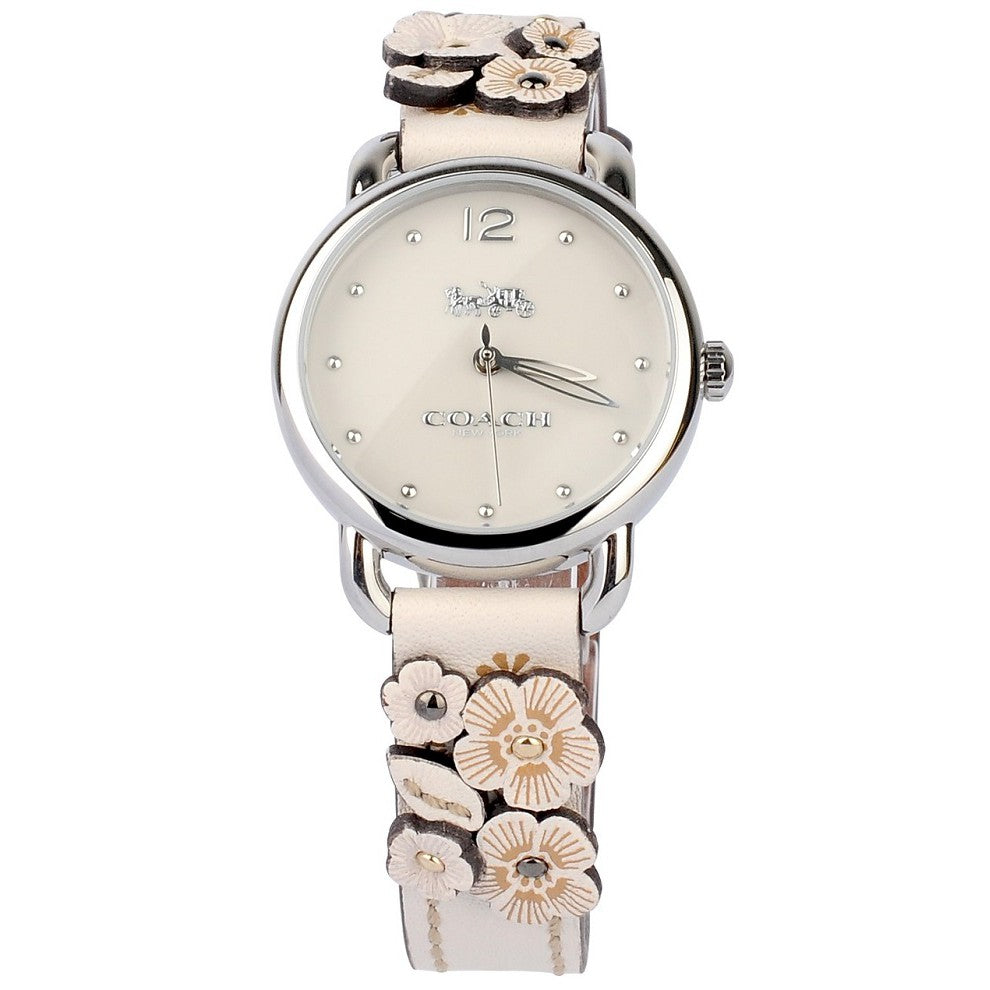 Coach Delancey White Dial Floral White Leather Strap Watch for Women - 14502760 Buy Now By Coach