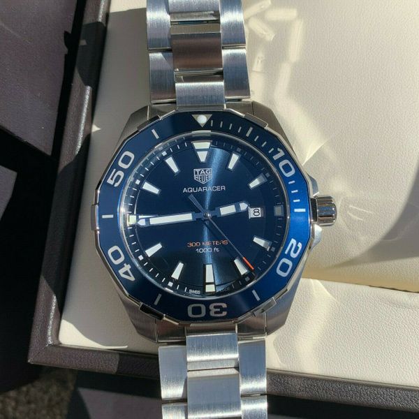 Tag Heuer Aquaracer Blue Dial Silver Steel Strap Watch for Men - WAY101C.BA0746 Buy Now By Tag Heuer