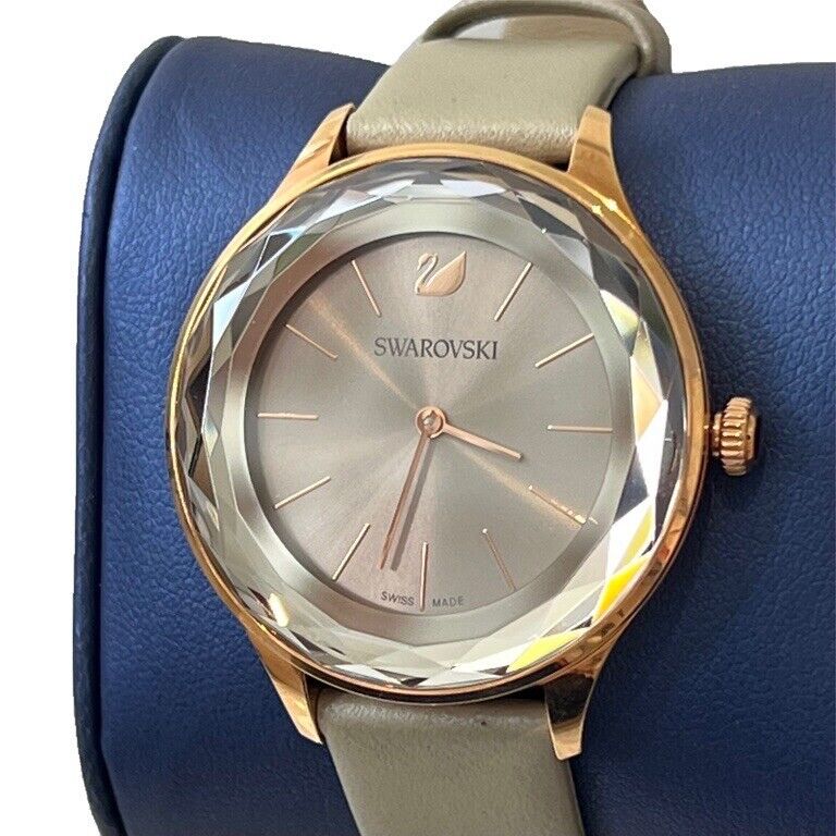 Swarovski Octea Nova Grey Dial Grey Leather Strap Watch for Women - 5295326 Buy Now By Swarovski