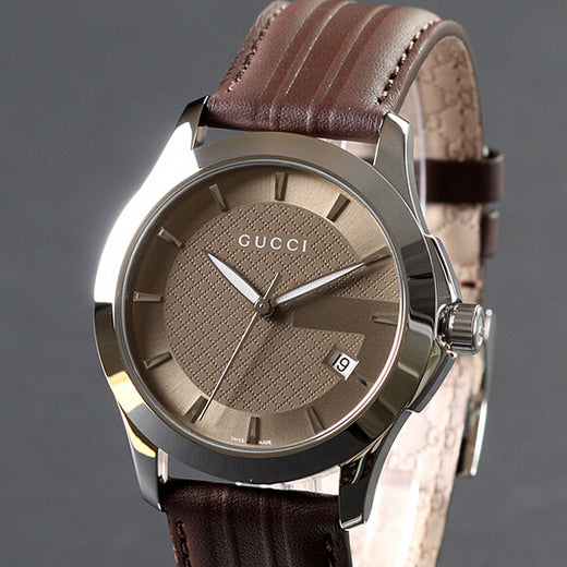 Gucci G Timeless Quartz Brown Dial Brown Rubber Strap Watch For Men - YA126403 Buy Now By Gucci