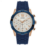 Guess Caliber Chronograph White Dial Blue Silicone Strap Watch for Men - W0864G5 Buy Now By Guess