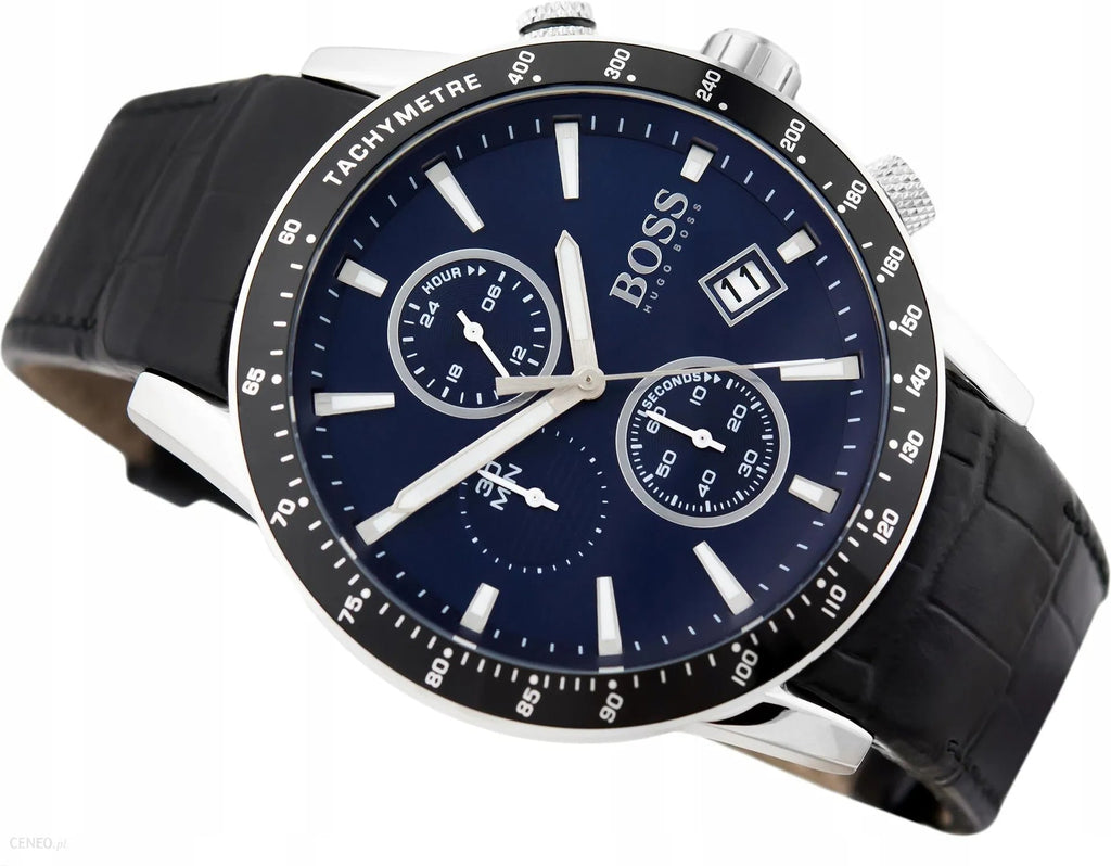 Hugo Boss Rafale Chronograph Quartz Blue Dial Black Leather Strap Watch For Men - HB1513391 Buy Now By Hugo Boss