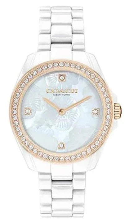 Coach Preston Mother of Pearl White Dial White Steel Strap Watch for Women - 14503662 Buy Now By Coach