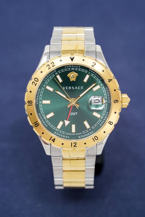 Versace Hellenyium GMT Green Dial Two Tone Steel Strap Watch for Men - V11050015 Buy Now By Versace