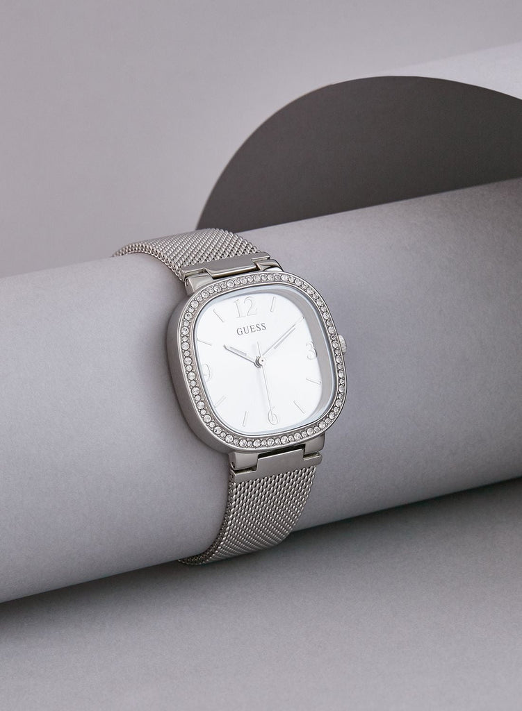 Guess Tapestry Diamonds Silver Dial Silver Mesh Bracelet Watch for Women - GW0354L1 Buy Now By Guess