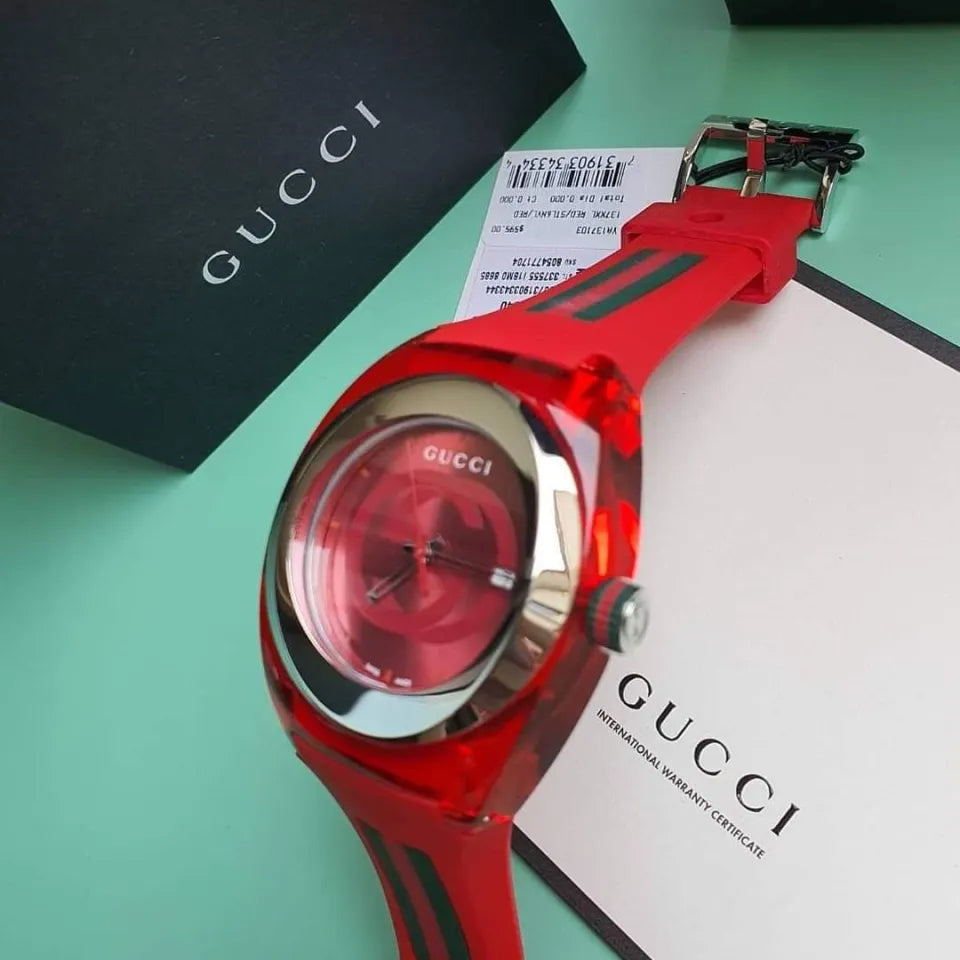 Gucci Sync XXL Quartz Red Dial Red Rubber Strap Unisex Watch - YA137103 Buy Now By Gucci