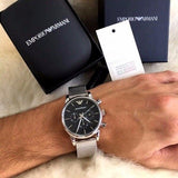 Emporio Armani Luigi Chronograph Black Dial Silver Mesh Bracelet Watch For Men - AR1811 Buy Now By Emporio Armani