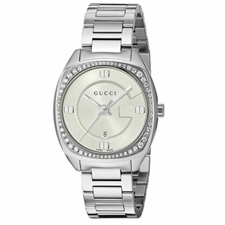 Gucci GG2570 Diamonds White Dial Silver Steel Strap Watch For Women - YA142506 Buy Now By Gucci