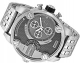 Diesel Little Daddy Chronograph Black Dial Silver Steel Strap Watch For Men - DZ7259 Buy Now By Diesel