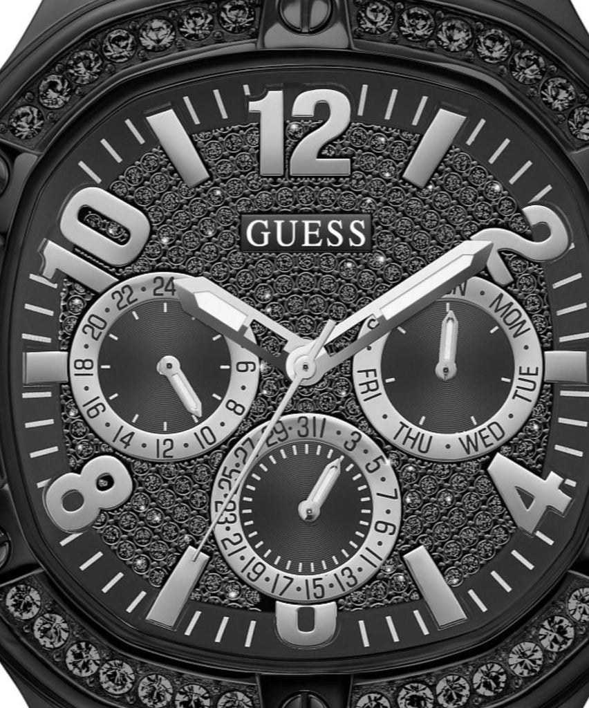 Guess Duke Glitz Crystals Black Dial Black Steel Strap Watch For Men - GW0576G3 Buy Now By Guess