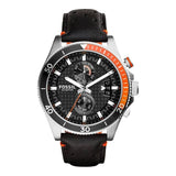 Fossil Wakefield Chronograph Black Dial Black Leather Strap Watch for Men - CH2953 Buy Now By Fossil