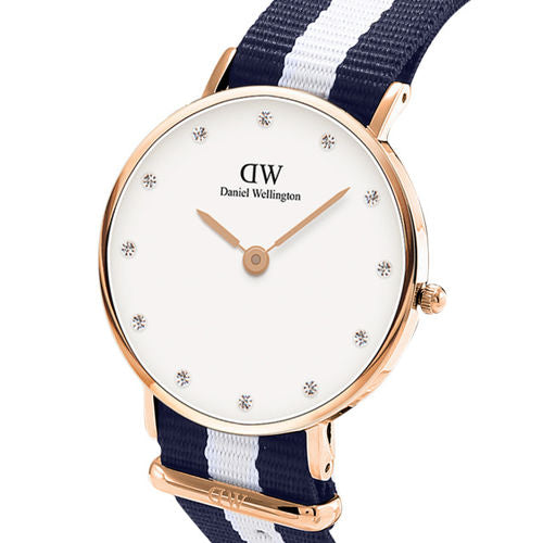 Daniel Wellington Classy Glasgow White Dial Two Tone Nylon Strap Watch For Women - DW00100078 Buy Now By Daniel Wellington