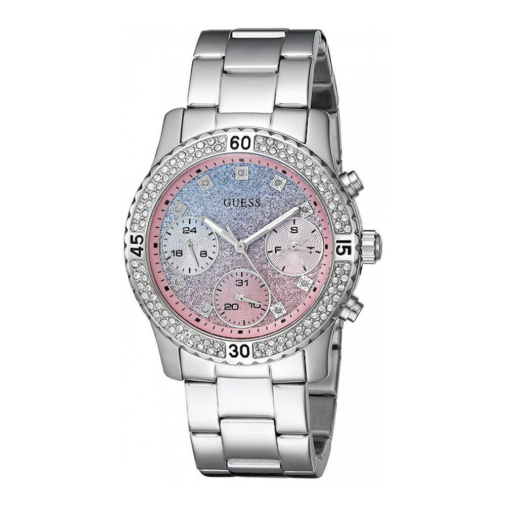 Guess Confetti Multicolored Dial Silver Steel Strap Watch For Women - W0774L1 Buy Now By Guess