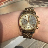 Michael Kors Lexington Chronograph Gold Dial Gold Steel Strap Watch for Women - MK5556 Buy Now By Michael Kors